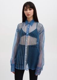 CMMN SWDN Cecil Strike Off Silk Shirt - Blue Garmentory at Garmentory